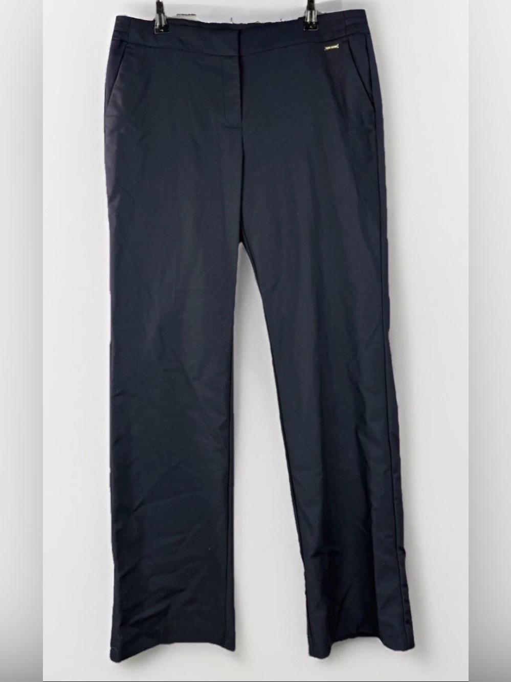 Anne Klein Women's Pants Sz 6 Navy Straight Career Gold Accents Stretch